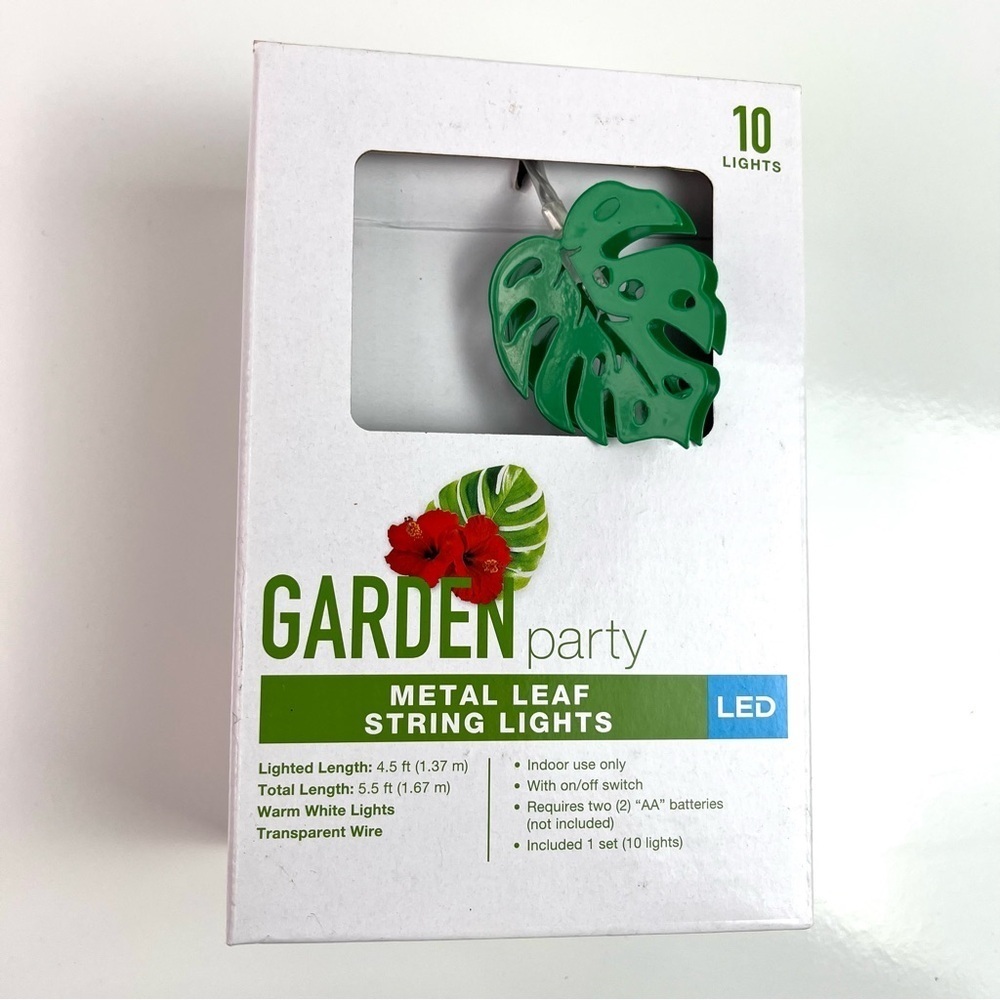 Garden Party Leaf LED String Light Set 5.5 feet Indoor Decorative Lights New